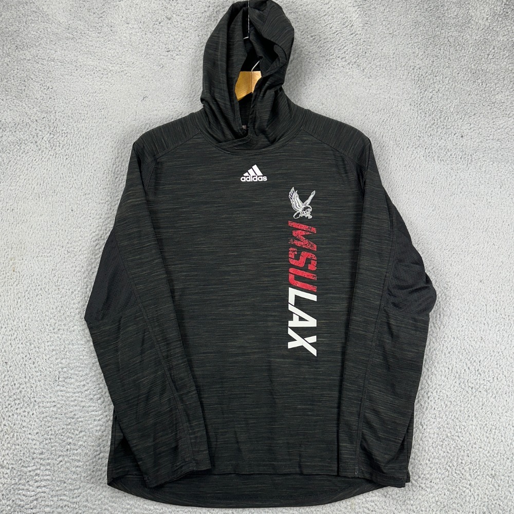 Msu Lacrosse Hoodie Shirt Mens Large Black Heather Pullover Athletic Logo Adidas